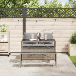 Ensemble à manger de jardin et coussins 3 pcs Beige poly rotin 531297531297