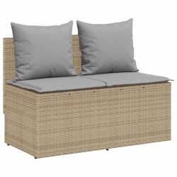 Ensemble à manger de jardin et coussins 3 pcs Beige poly rotin 531297531297