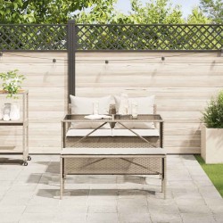 Ensemble à manger de jardin et coussins 3 pcs Beige poly rotin 531298531298