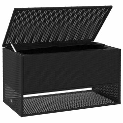 Coffre à coussins d'extérieur noir 100x55x55,5cm résine tressée 531357531357