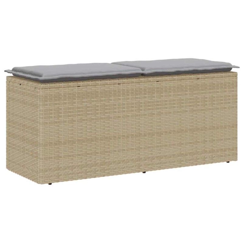 Banc de jardin avec coussin beige 110x40x44 cm résine tressée 531359531359