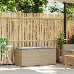 Banc de jardin avec coussin beige 110x40x44 cm résine tressée 531359531359