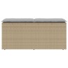 Banc de jardin avec coussin beige 110x40x44 cm résine tressée 531359531359