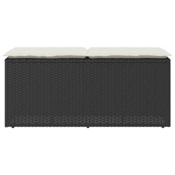 Banc de jardin avec coussin noir 110x40x44 cm résine tressée 531367531367
