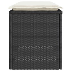 Banc de jardin avec coussin noir 110x40x44 cm résine tressée 531367531367