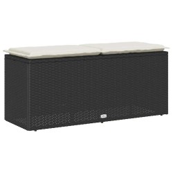 Banc de jardin avec coussin noir 110x40x44 cm résine tressée 531367531367