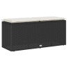 Banc de jardin avec coussin noir 110x40x44 cm résine tressée 531367531367