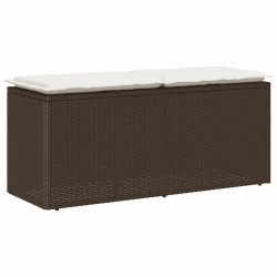 Banc de jardin avec coussin marron 110x40x44 cm résine tressée 531368531368