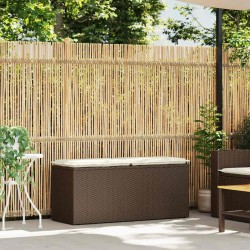 Banc de jardin avec coussin marron 110x40x44 cm résine tressée 531368531368