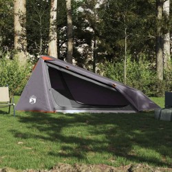 Tente de camping tunnel 1 personne gris et orange imperméable 531383531383
