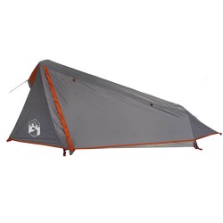 Tente de camping tunnel 1 personne gris et orange imperméable 531383531383