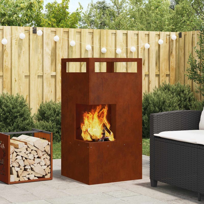 Braise Marron 50 x 50 x 100 cm Acier patiné 531388531388