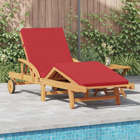 Transat avec coussin Rouge 200 x 67 x 84cm Bois d'acacia massif 531395531395