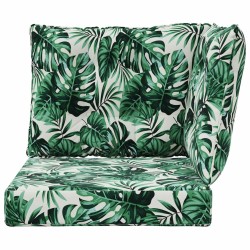 Coussin de canapé d'extérieur 3 pcs Motif feuille Polyester 531424531424