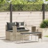 Ensemble à manger de jardin 3pcs coussins gris clair poly rotin 531432531432