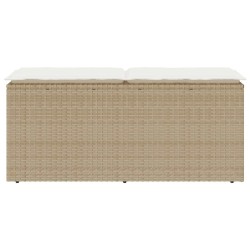 Banc de jardin avec coussin beige 110x40x44 cm résine tressée 531467531467