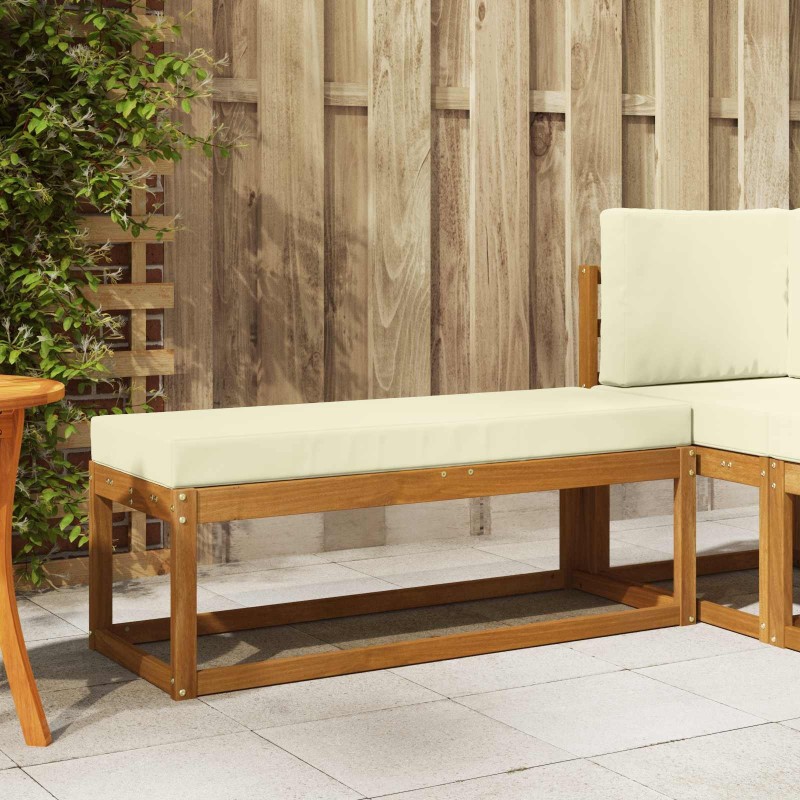Banc de jardin avec coussin Naturel et Crème 115 x 43 x 45 cm 531493531493