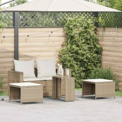 Salon de jardin 5 pcs avec coussins empilable beige polyrotin 531516531516