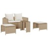 Salon de jardin 5 pcs avec coussins empilable beige polyrotin 531516531516