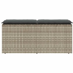 Banc de jardin coussin gris clair 110x40x44 cm résine tressée 531565531565