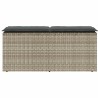 Banc de jardin coussin gris clair 110x40x44 cm résine tressée 531565531565