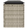 Banc de jardin coussin gris clair 110x40x44 cm résine tressée 531565531565