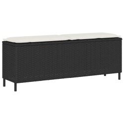 Banc de jardin avec coussin noir 110x30x40,5 cm résine tressée 531566531566