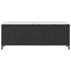 Banc de jardin avec coussin noir 110x30x40,5 cm résine tressée 531566531566