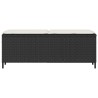 Banc de jardin avec coussin noir 110x30x40,5 cm résine tressée 531566531566