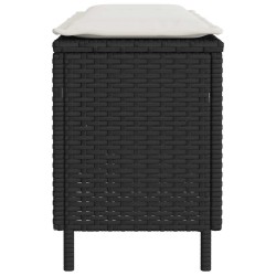 Banc de jardin avec coussin noir 110x30x40,5 cm résine tressée 531566531566