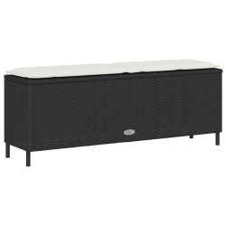 Banc de jardin avec coussin noir 110x30x40,5 cm résine tressée 531566531566