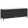 Banc de jardin avec coussin noir 110x30x40,5 cm résine tressée 531566531566