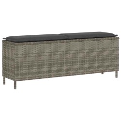 Banc de jardin avec coussin gris 110x30x40,5 cm résine tressée 531570531570