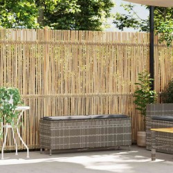 Banc de jardin avec coussin gris 110x30x40,5 cm résine tressée 531570531570