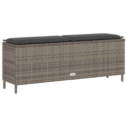 Banc de jardin avec coussin gris 110x30x40,5 cm résine tressée 531570531570