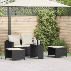 Salon de jardin 5 pcs avec coussins empilable noir polyrotin 531578531578