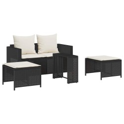 Salon de jardin 5 pcs avec coussins empilable noir polyrotin 531578531578