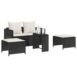 Salon de jardin 5 pcs avec coussins empilable noir polyrotin 531578531578