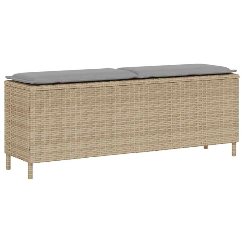 Banc de jardin avec coussin beige 110x30x40,5 cm résine tressée 531585531585