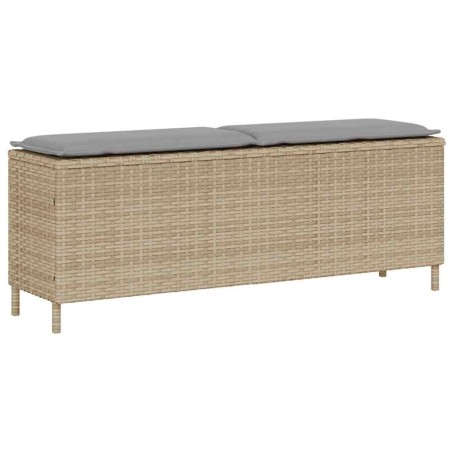 Banc de jardin avec coussin beige 110x30x40,5 cm résine tressée 531585531585