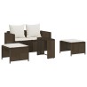 Salon de jardin 5 pcs avec coussins empilable marron polyrotin 531593531593