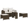 Salon de jardin 5 pcs avec coussins empilable marron polyrotin 531593531593