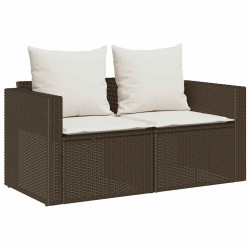 Salon de jardin 5 pcs avec coussins empilable marron polyrotin 531593531593