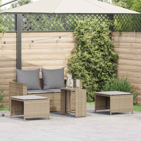Salon de jardin 5 pcs avec coussins empilable beige polyrotin 531595531595