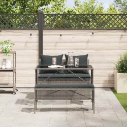 Ensemble à manger de jardin 3 pcs coussins gris résine tressée 531604531604