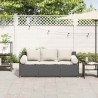 Canapé de jardin avec coussins 3 places noir résine tressée 531605531605