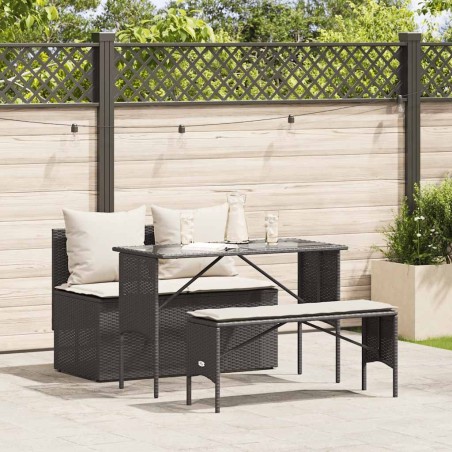 Ensemble à manger de jardin avec coussins 3 pcs Noir 531607531607