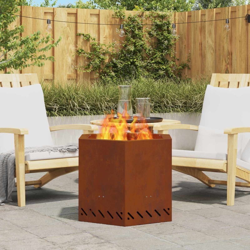 Foyer sans fumée Marron 58 x 58 x 51 cm Acier patiné 531635531635