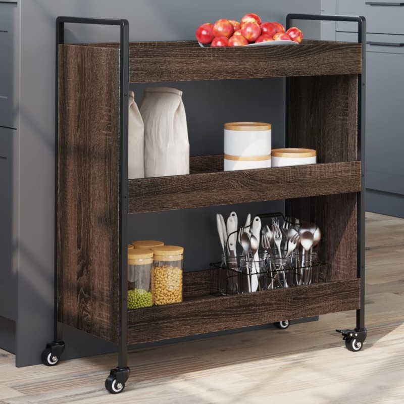 Chariot de cuisine chêne marron 70x30x82 cm bois d'ingénierie 531679531679