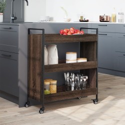 Chariot de cuisine chêne marron 70x30x82 cm bois d'ingénierie 531679531679